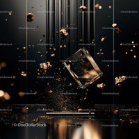 Floating Glass with Gold Particles in Elegant Design