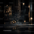 Golden Liquid Droplets in Dynamic Artistic Motion