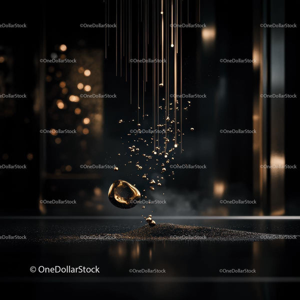 Golden Liquid Droplets in Dynamic Artistic Motion