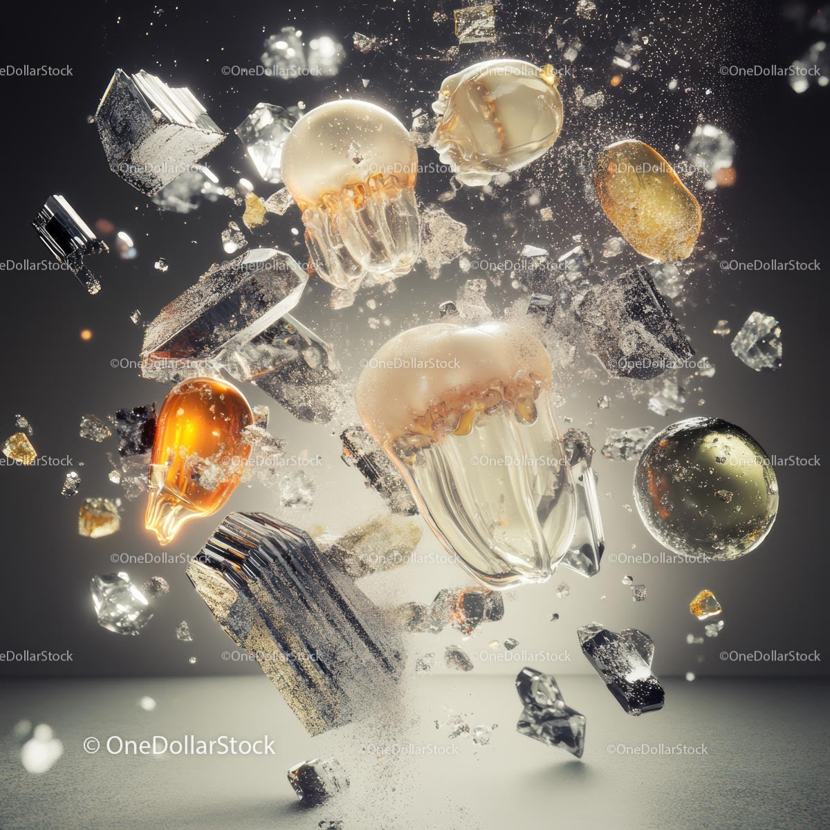 Shattered Glass and Floating Crystal Explosion