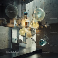 Surreal Floating Spheres in Modern Abstract Setting