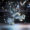 Ethereal Glass Sculpture with Bokeh Lights