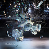 Ethereal Glass Sculpture with Bokeh Lights