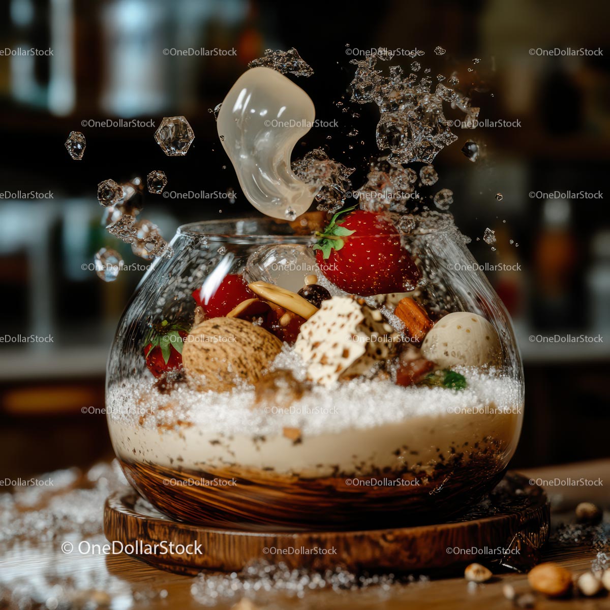 Exquisite Dessert Explosion with Strawberries and Nuts