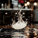Dramatic Water Splash in Modern Kitchen Setting