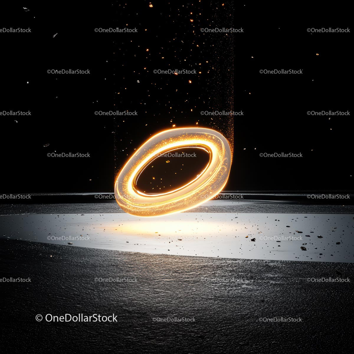 Glowing Ring with Light Effects and Cosmic Theme