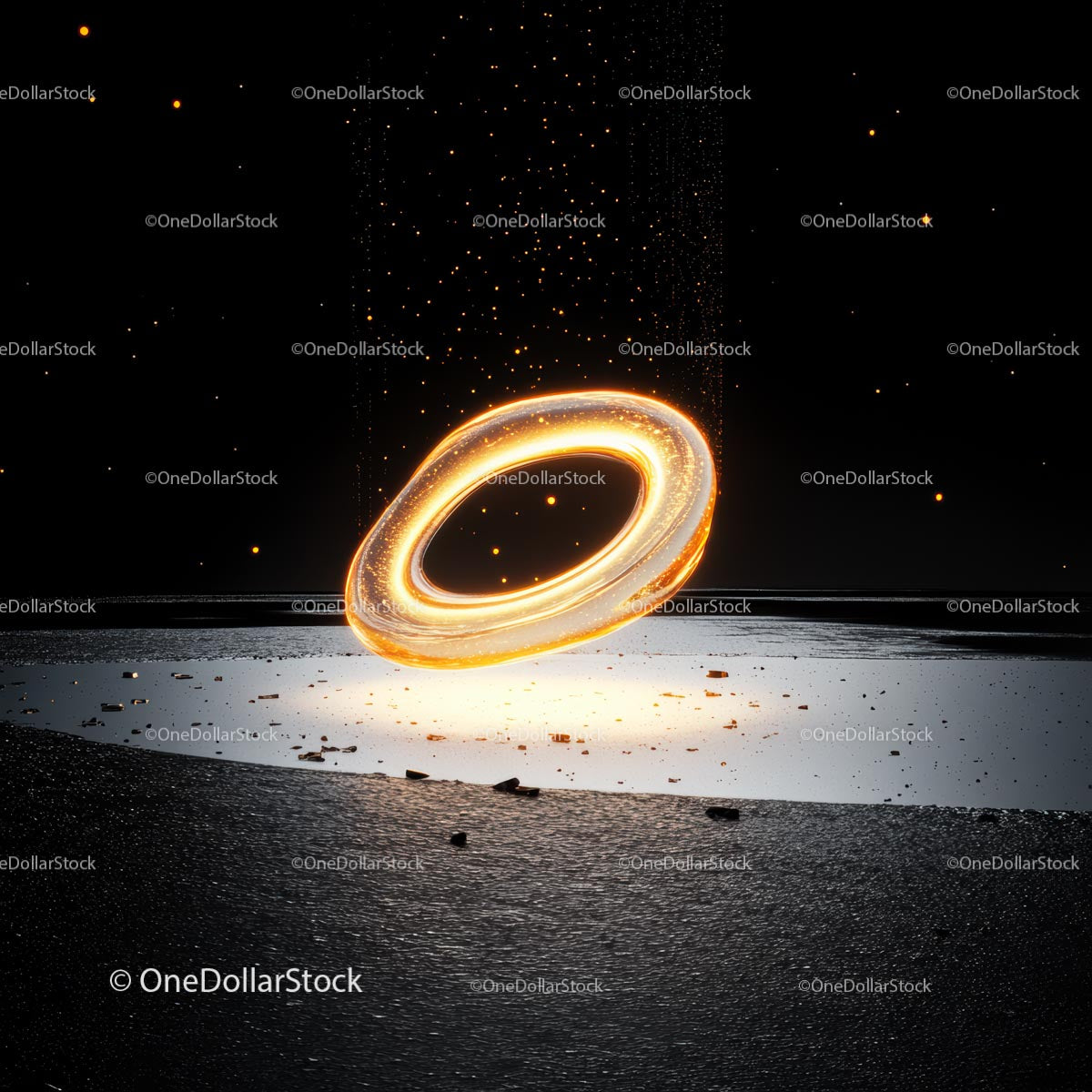 Futuristic Glowing Ring in Dark Space