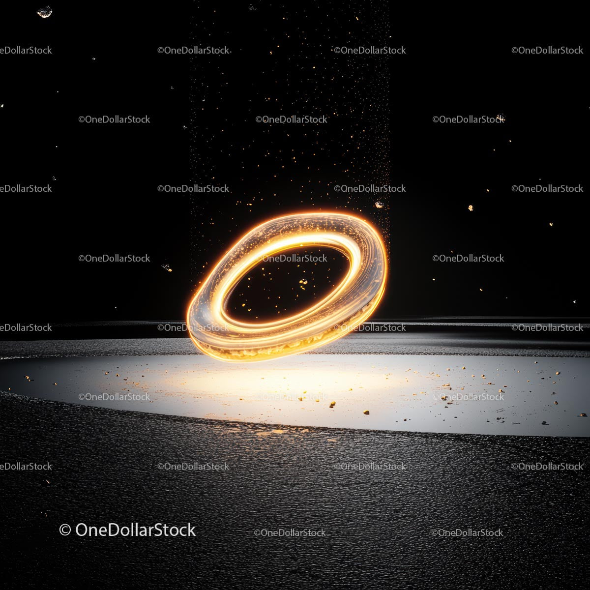 Glowing Ring with Futuristic Energy on Black Background