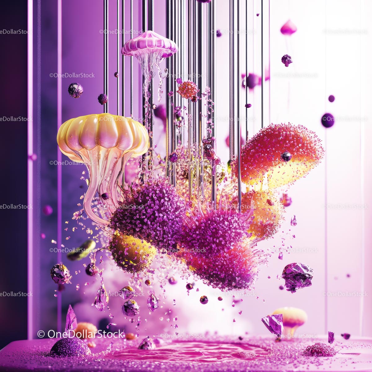 Surreal Jellyfish Floating in a Vibrant Dreamscape