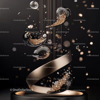 Elegant Abstract Gold and Black Floating Art