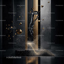 Dynamic Abstract Art with Gold and Liquid Elements