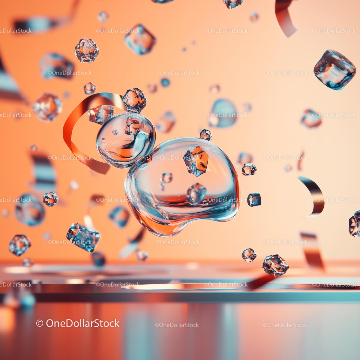 Floating Liquid Bubbles in a Futuristic Abstract Design