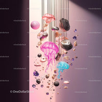 Surreal Floating Jellyfish with Abstract Elements