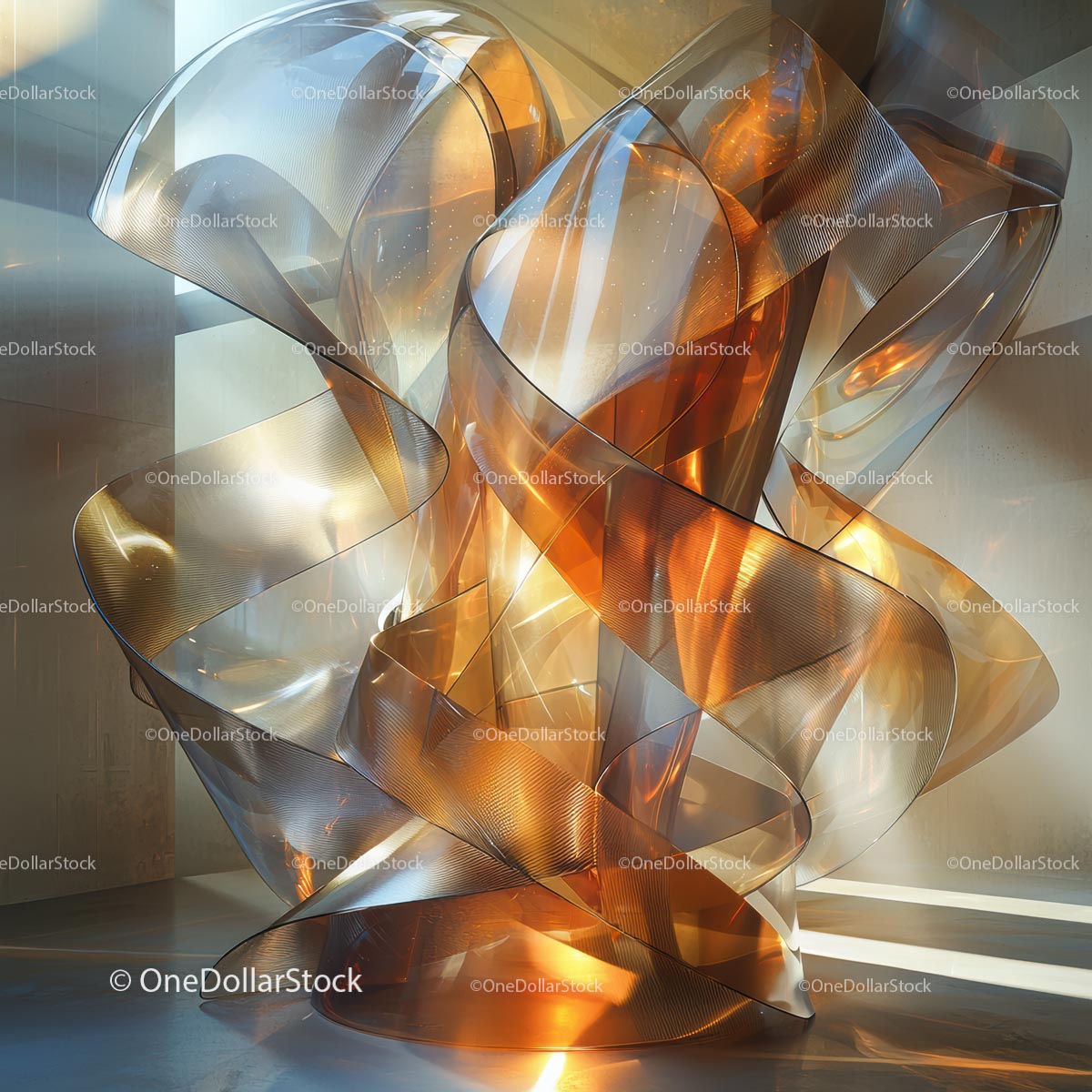 Reflective Abstract Sculpture with Dynamic Curves