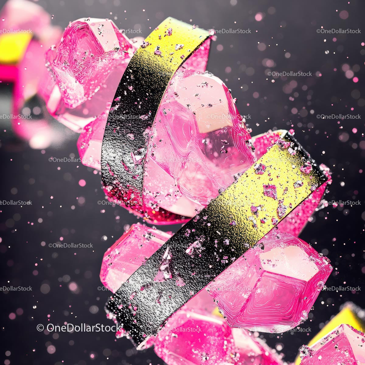 Futuristic Pink Crystals with Vibrant Abstract Design