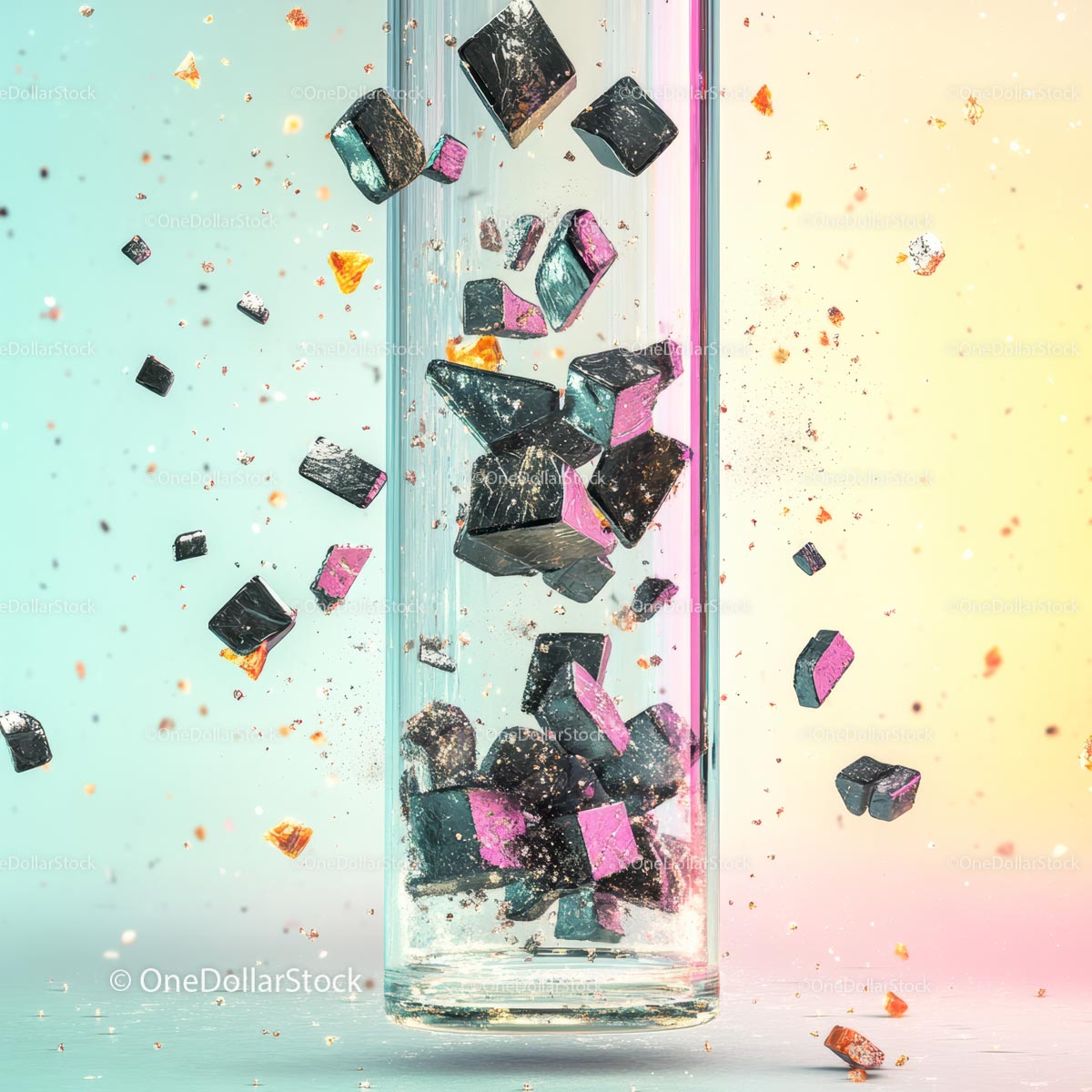 Surreal Composition of Floating Geometric Shapes