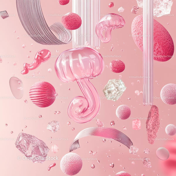 Surreal Pink Floating Objects in Modern Artistic Design