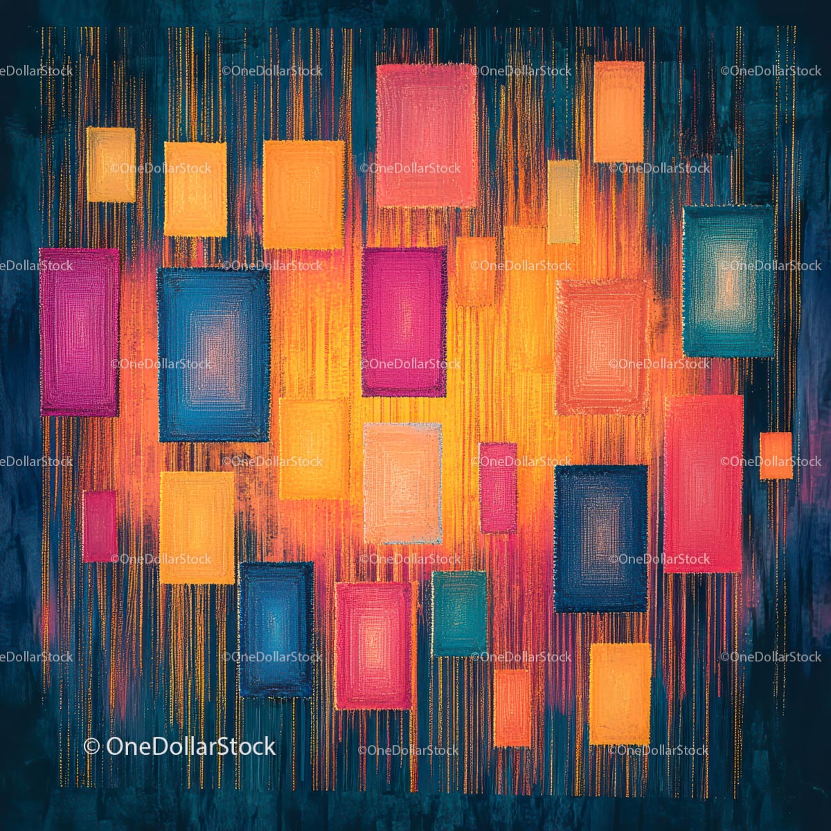 Vibrant Geometric Abstract Art with Rectangles