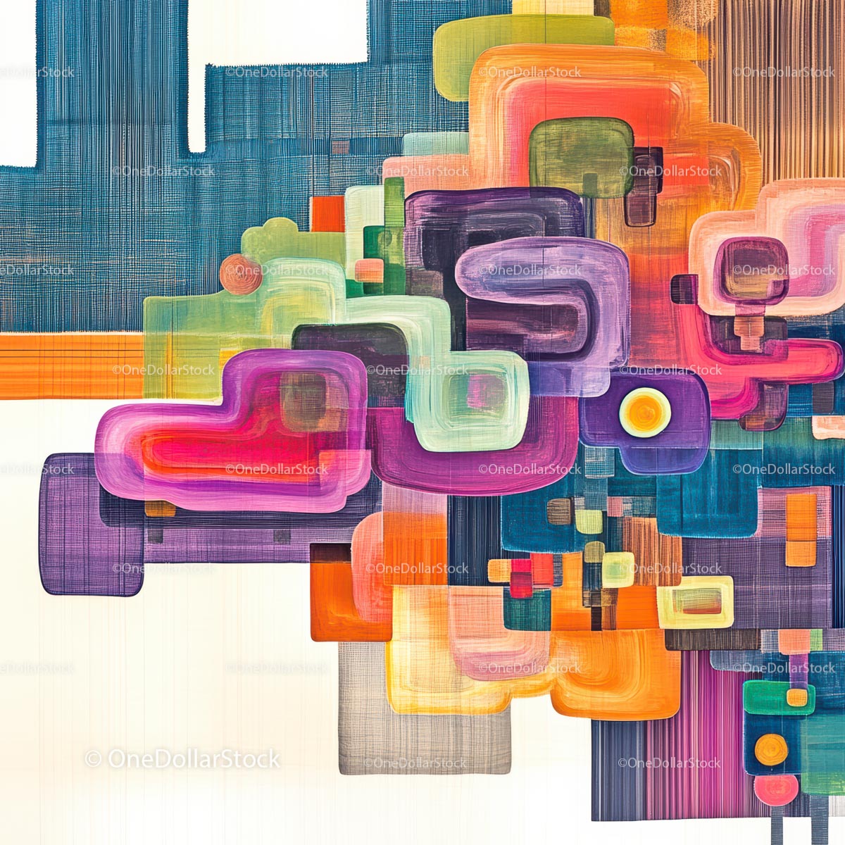 Vibrant Abstract Painting with Geometric Shapes