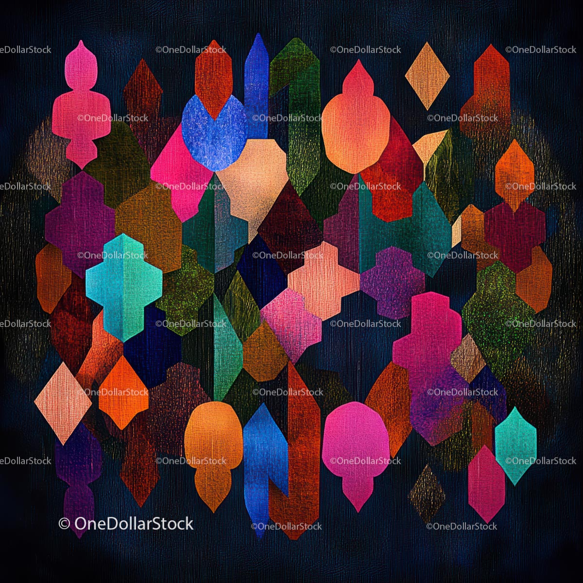 Vibrant Geometric Abstract Art with Rich Colors