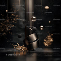 Elegant Abstract Black and Gold 3D Composition