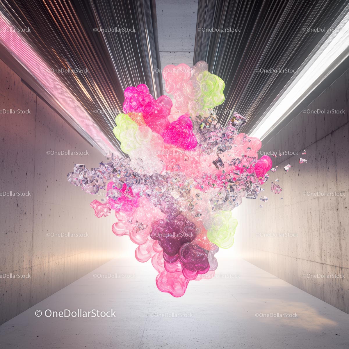 Vibrant Abstract Explosion with Colorful Shapes