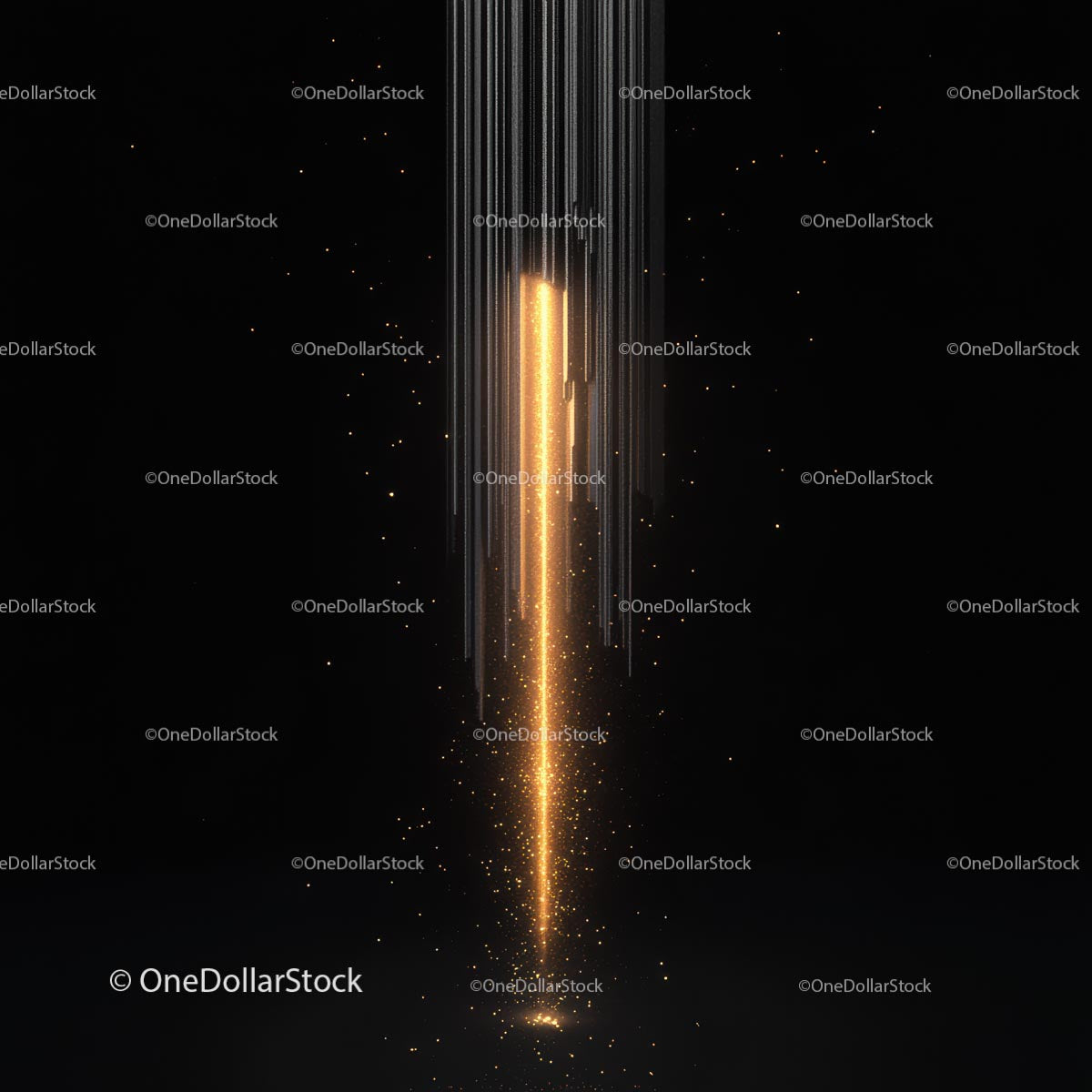 Glowing Beam of Light with Sparkles on Dark Background