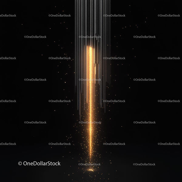Glowing Beam of Light with Sparkles on Dark Background
