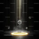 Futuristic Light Beams with Glowing Spheres in Darkness