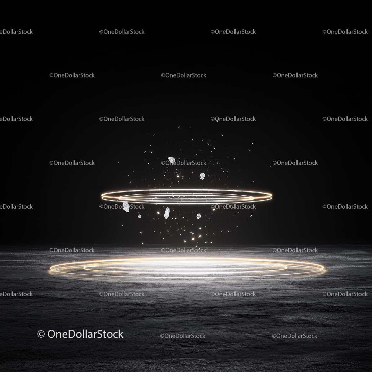 Futuristic Holographic Rings with Floating Particles