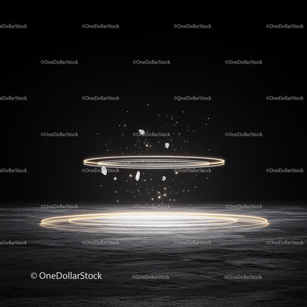Futuristic Holographic Rings with Floating Particles