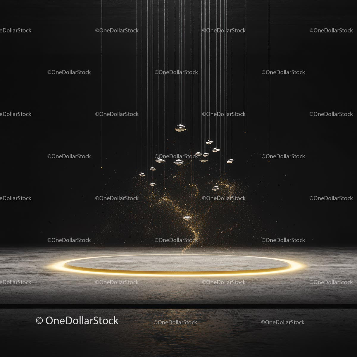 Floating Metallic Objects in Ethereal Golden Light