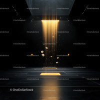 Futuristic Golden Light Streams in a Dark Space