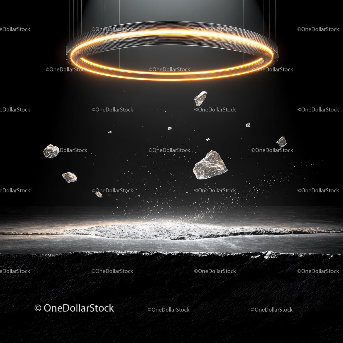 Futuristic Floating Stones with Glowing Ring