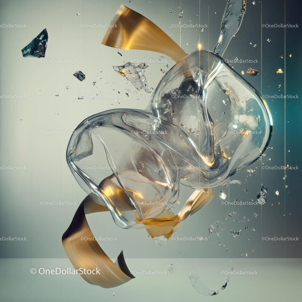 Dynamic Abstract Glass and Metallic Ribbon Burst