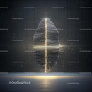 Futuristic Abstract Metal Sculpture with Glowing Effects