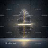 Futuristic Abstract Metal Sculpture with Glowing Effects