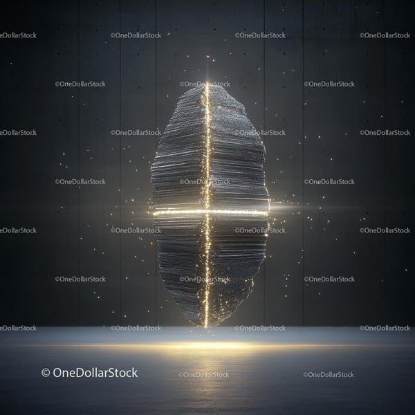 Futuristic Abstract Metal Sculpture with Glowing Effects