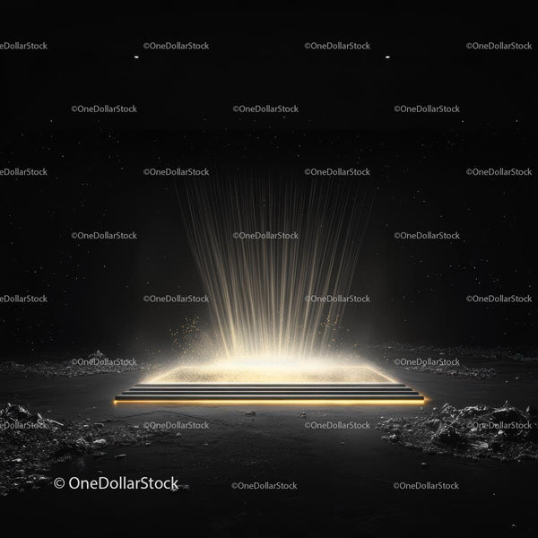 Futuristic Light Beams on Dark Abstract Landscape