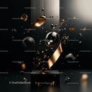 Abstract Floating Elements with Golden Accents