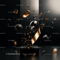 Abstract Floating Elements with Golden Accents