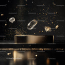 Elegant Display of Floating Gold Particles and Podest