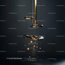 Modern Liquid Metal Sculpture with Gold Accents