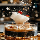 Dynamic Cocktail Splash with Ice Cubes and Garnish