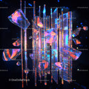 Vibrant Crystal Shards with Neon Reflections