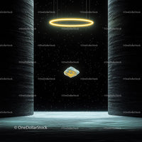 Futuristic Floating Stone in Cosmic Setting