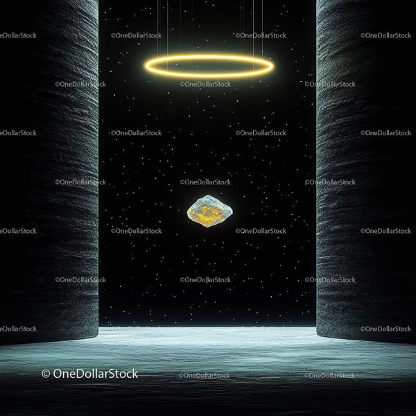 Futuristic Floating Stone in Cosmic Setting