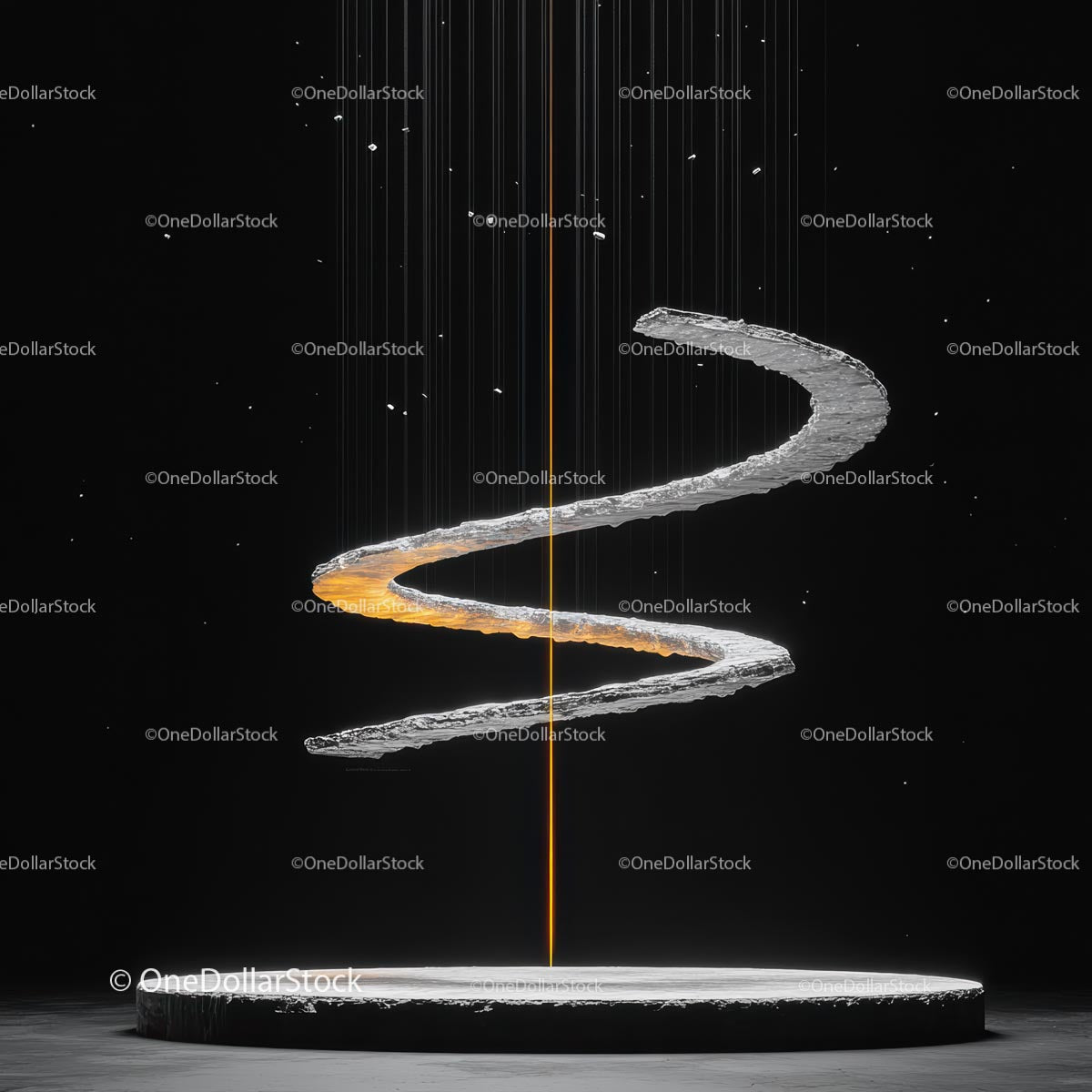 Abstrakcyjna rzeźba spiralna w minimalistycznym otoczeniu