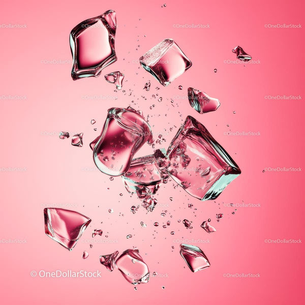 Floating Shards of Glass on a Pink Background