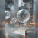 Futuristic Interior with Floating Transparent Spheres